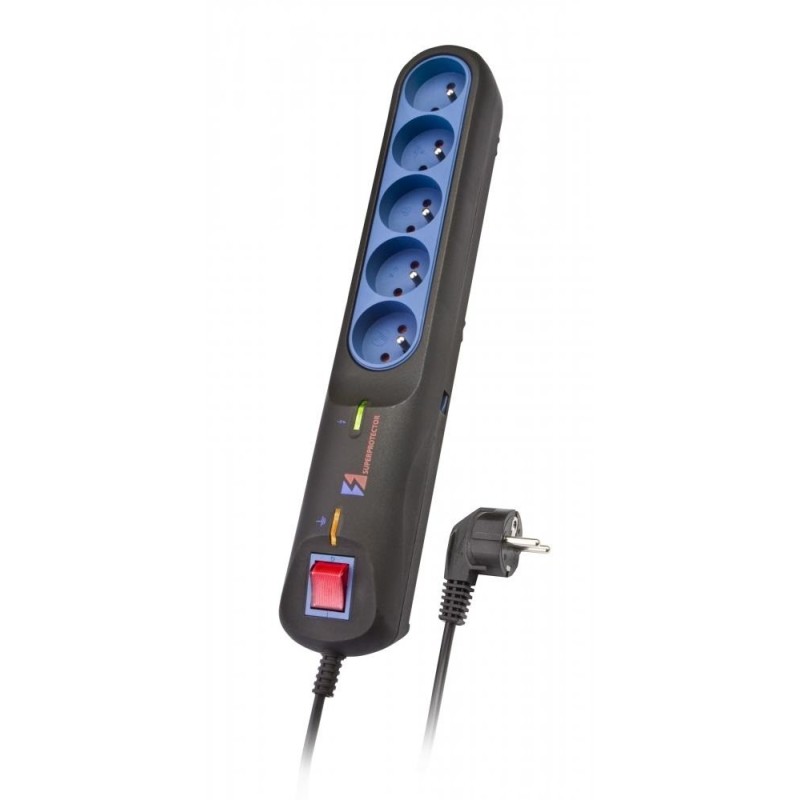 Listwa przeciwprzepięciowa LFT-2005, 3L EMI/RFI, 2.5m, czarna