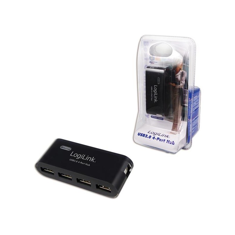 HUB USB 2.0 4-portowy z zasilaczem, czarny