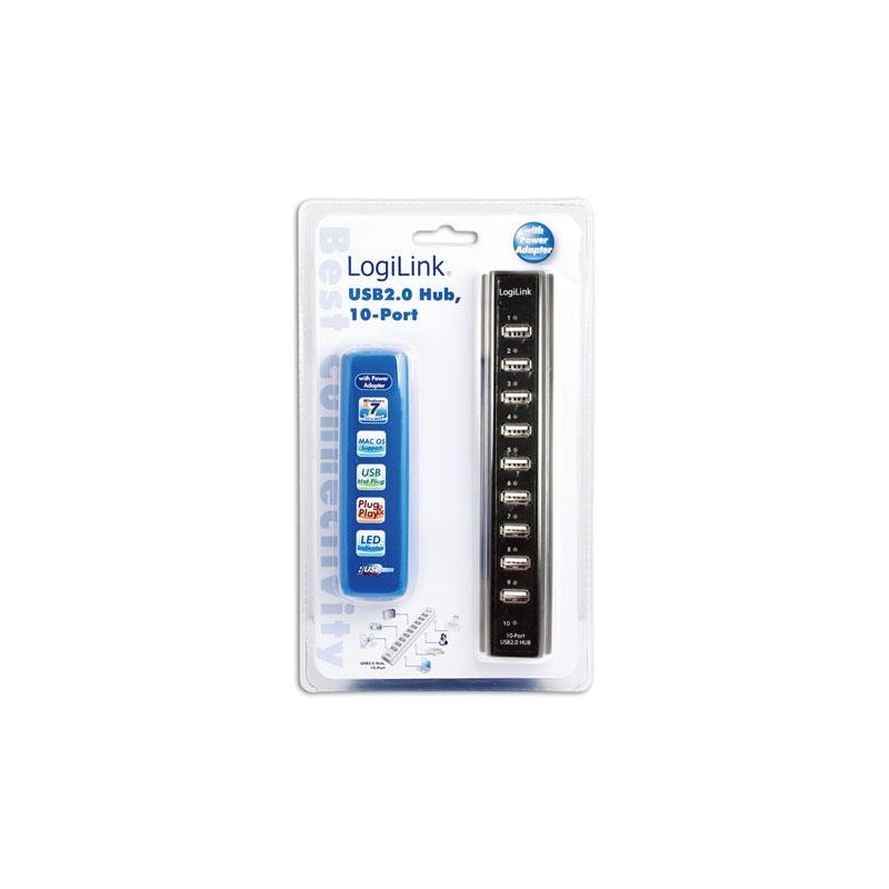 HUB USB 2.0 10-portów z zasilaczem