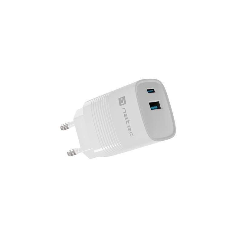 Ładowarka sieciowa Ribera GAN 1X USB-A + 1X USB-C 30W Biała