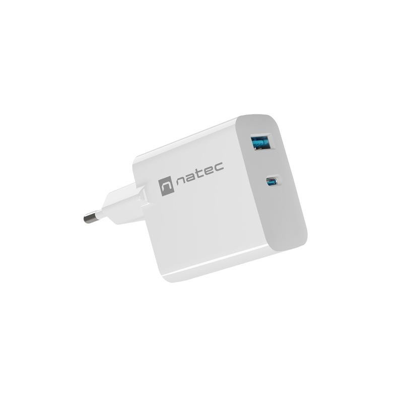 Ładowarka sieciowa RIBERA GAN 1X USB-A + 1X USB-C 65W Biała