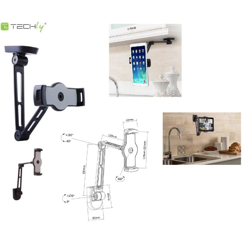 Ramię ścienne do tabletu i iPad 4.7-12,9 regulowane czarne