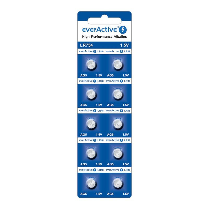 Baterie alkaliczne mini AG5/G5/LR754/LR48 blister 10 szt.