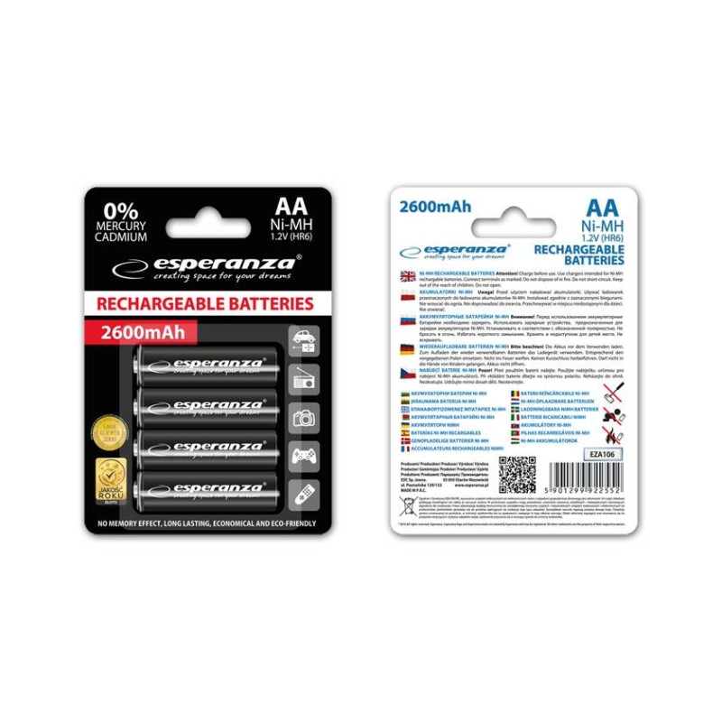 Akumulatory NI-MH AA 2600mAh 4szt. czarne