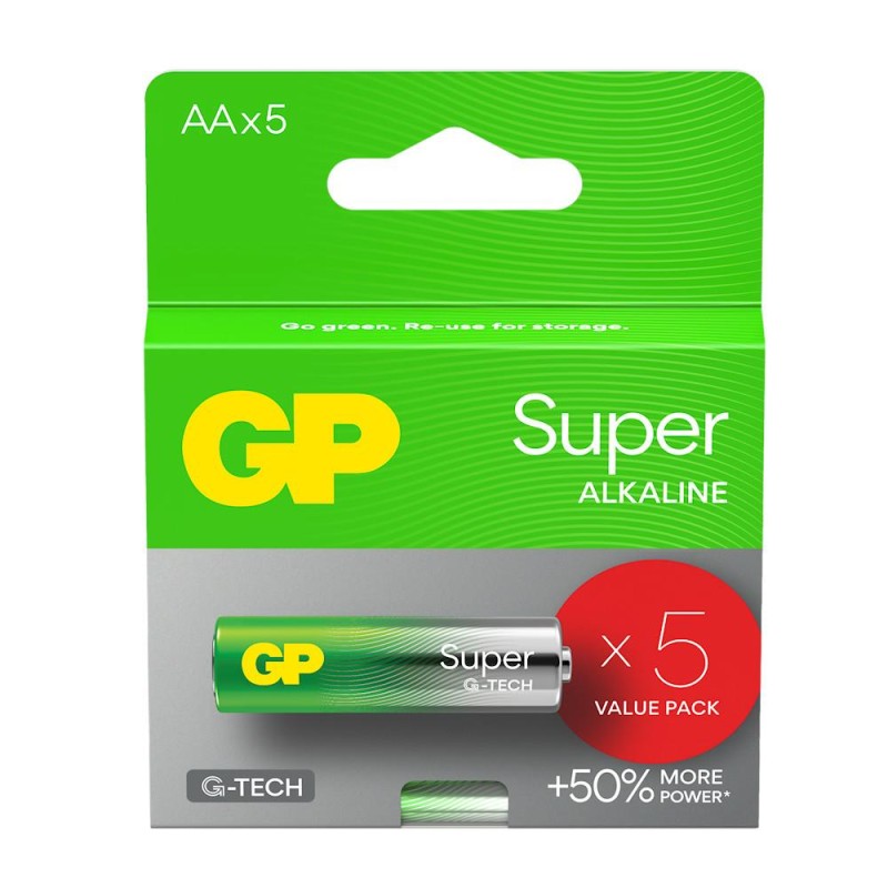 Baterie alkaliczne LR6/AA SUPER 5 sztuk (G-TECH)