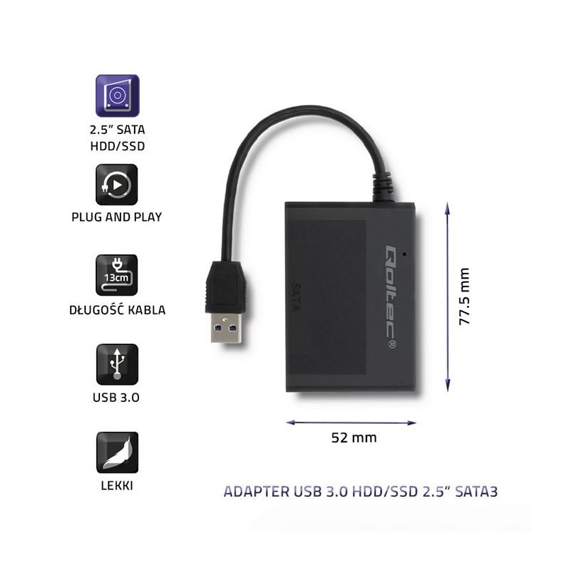 Adapter USB 3.0 do dysków HDD/SSD 2.5 cala SATA3