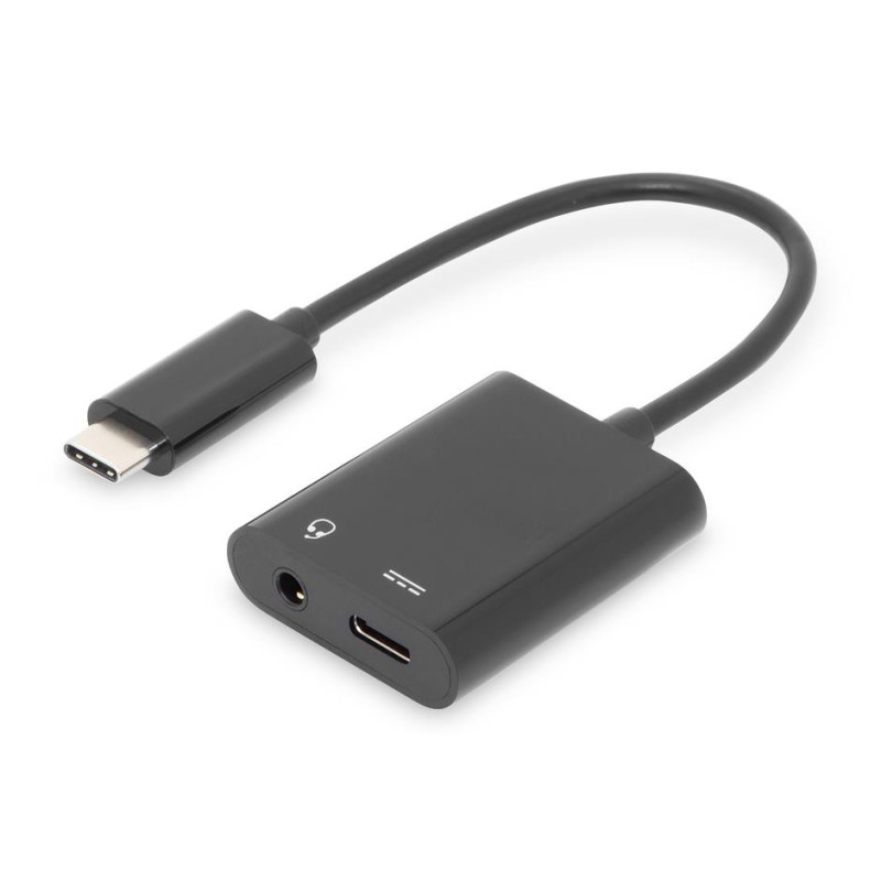 Kabel rozdzielacz USB 3.1 Typ C Gen.2 SuperSpeed+ 10Gbps Mini Jack 3.5mm + Typ USB C 20cm czarny