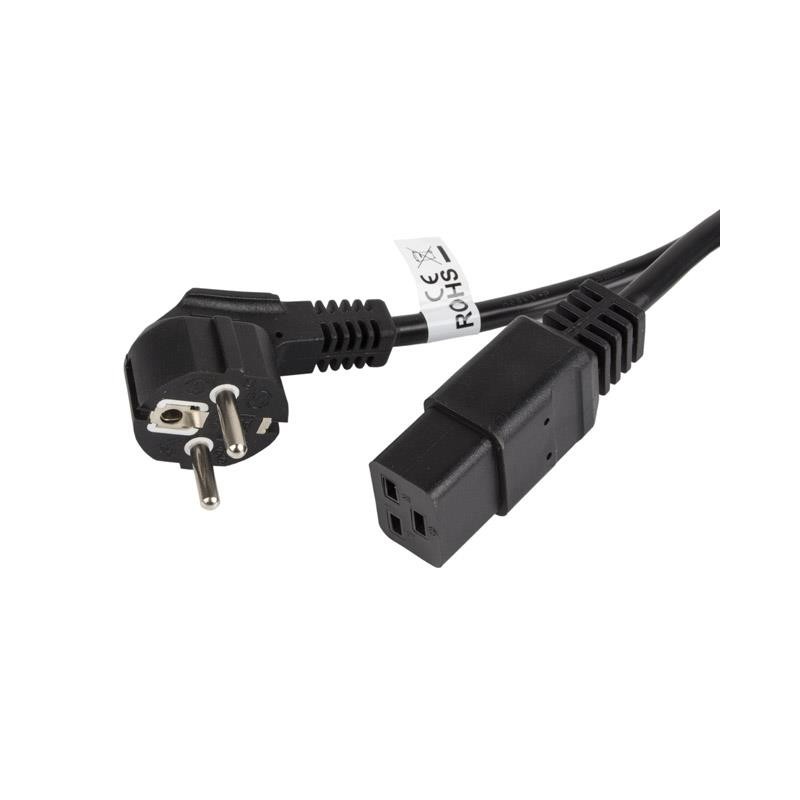 Kabel zasilający CEE 7/7 - IEC 320 C19 16A VDE 1.8M czarny