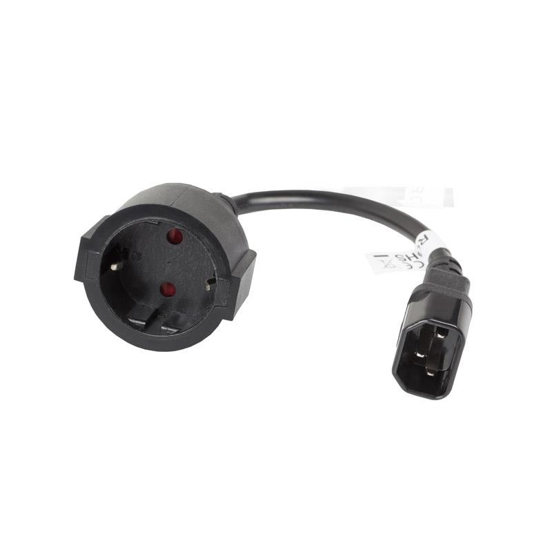 Przedłużacz kabla zasilającego IEC 320 C14 - Schuko 20cm czarny