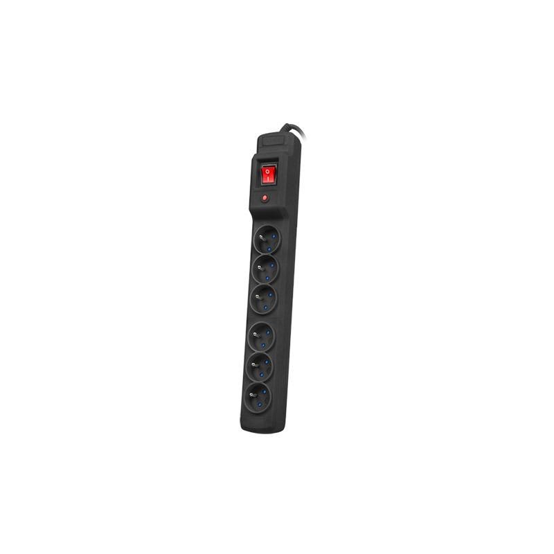 Listwa przeciwprzepięciowa Multi M6 10m czarna (6 gniazd)