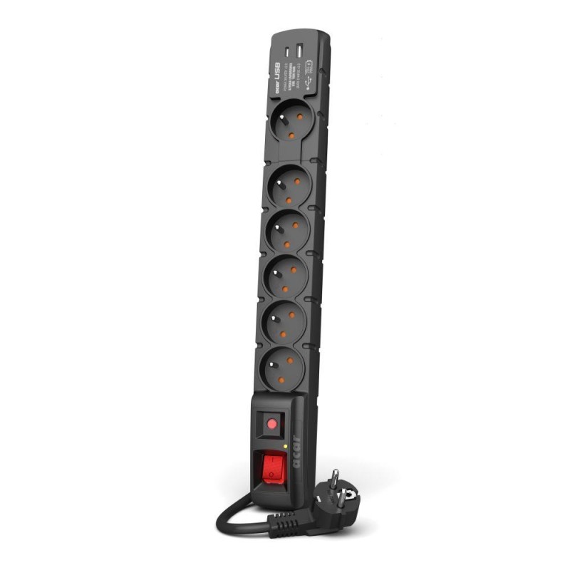 Listwa zasilająca S6 USB A+C 5M 6X 230V PD3.0 QC Czarna