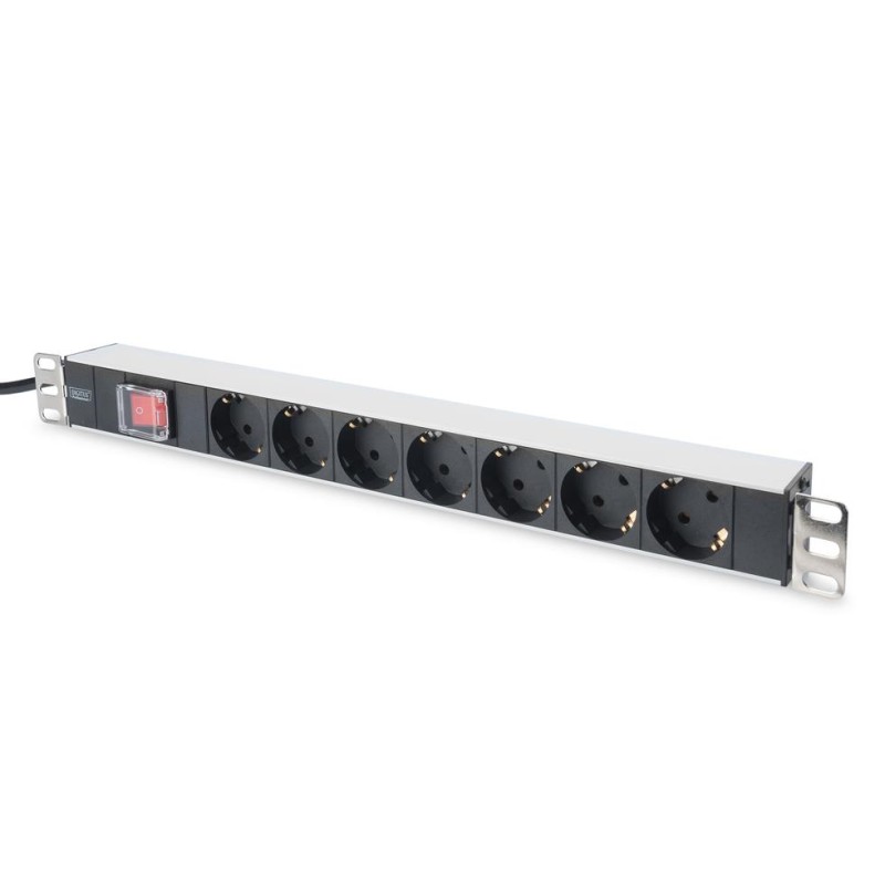 Listwa zasilająca PDU 19 cali RACK 7xSchuko, 2m 1xSchuko, 16A, wł./wył., aluminiowa