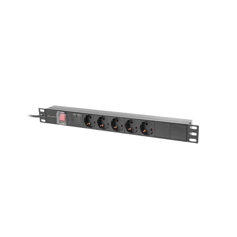 Listwa zasilająca rack PDU 19 cali 1U 16A 5xschuko 2m czarna