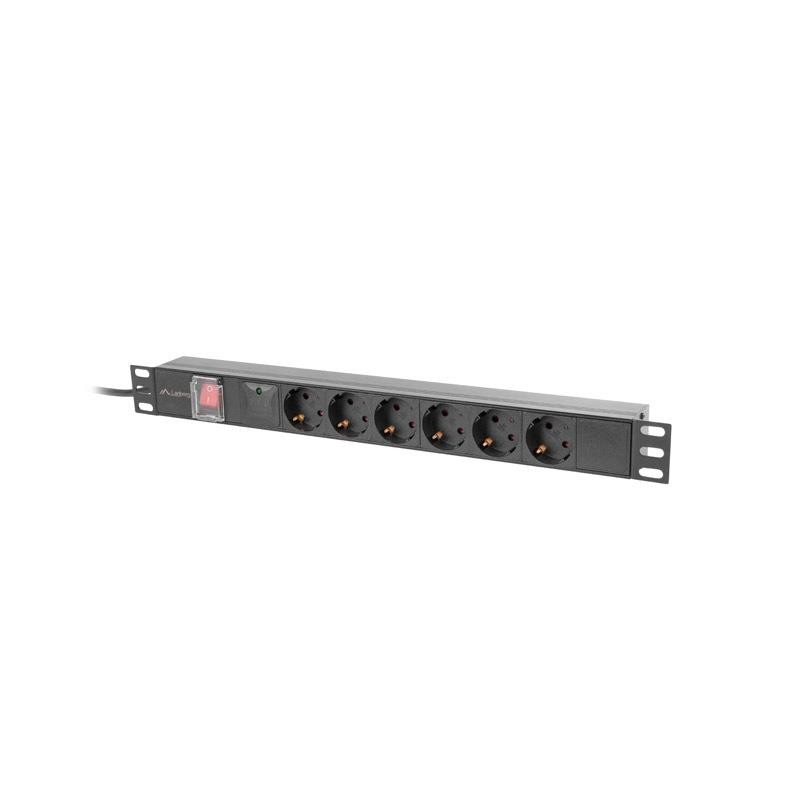 Listwa zasilająca rack PDU 19 cali 1U 16A 6x230V schuko 2m czarna