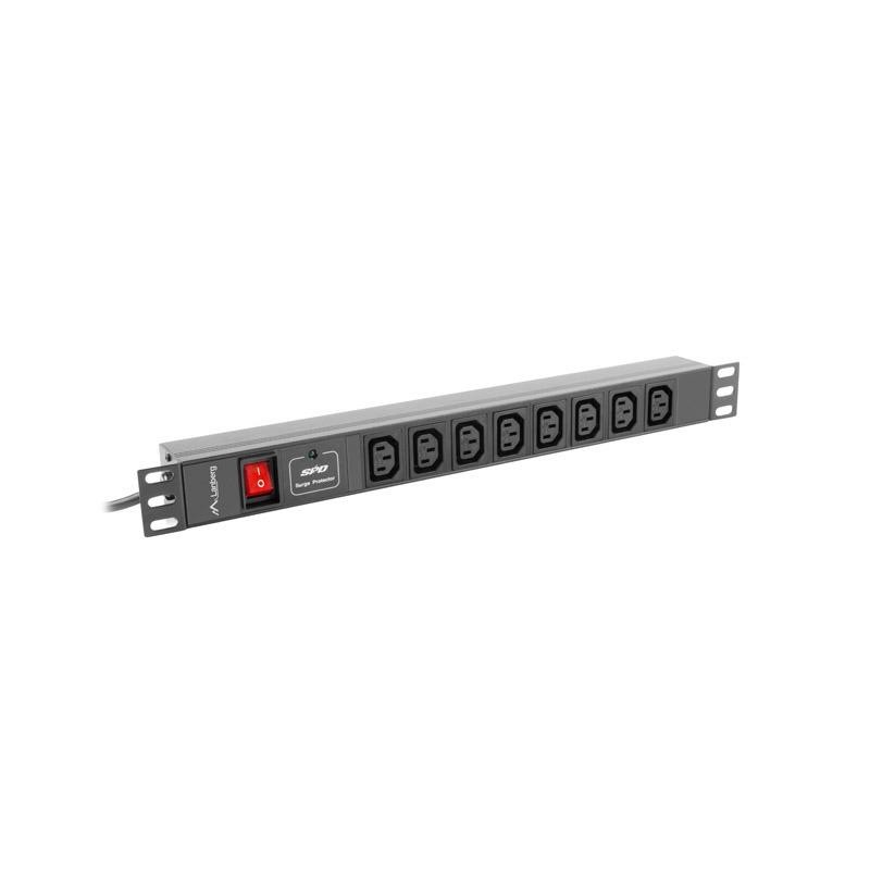 Listwa zasilająca Rack PDU 19 cali 1U 16A 8X IEC C13 2m czarna C20