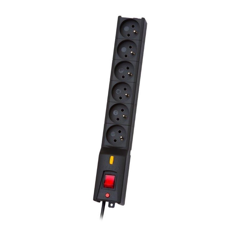 Listwa przeciwprzepięciowa LX 610, 1L, 5,0m, czarna