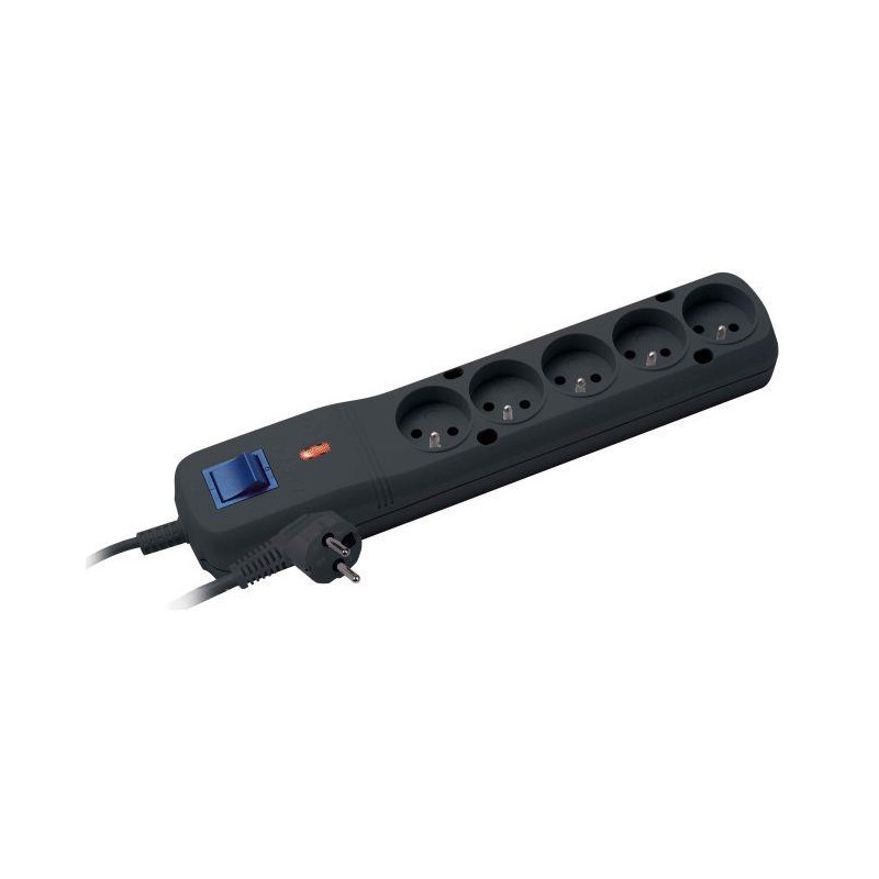 Listwa przeciwprzepięciowa LV-530W, 1L, 5,0m, czarna