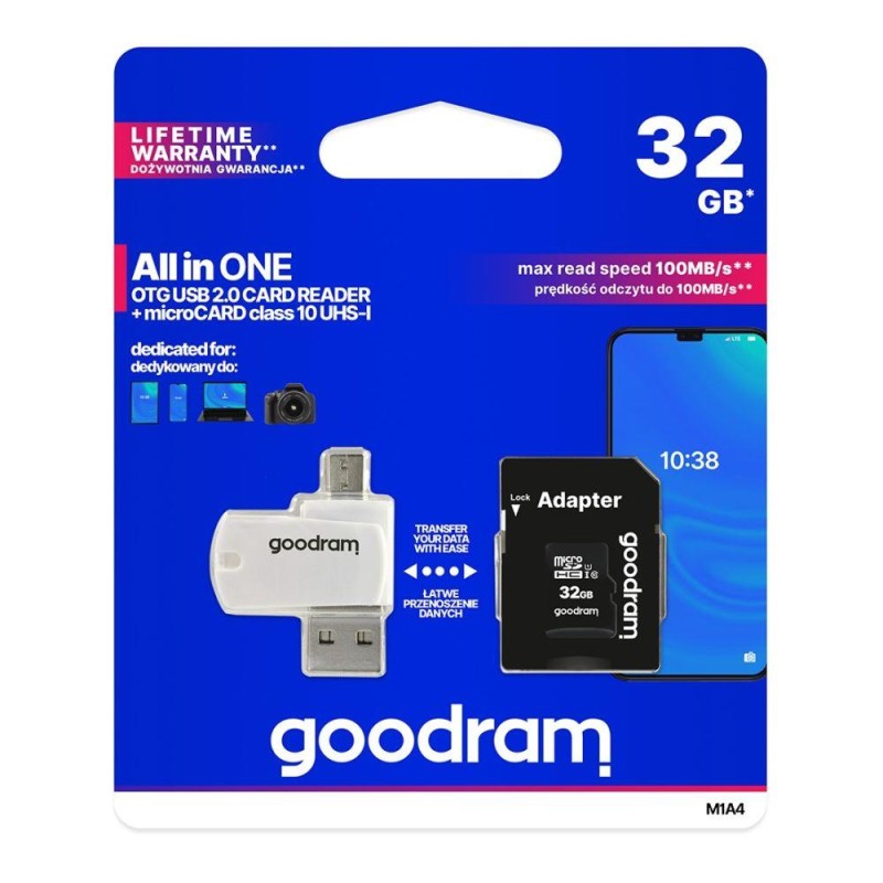Karta pamięci microSDHC 32GB CL10 + Adapter + Czytnik