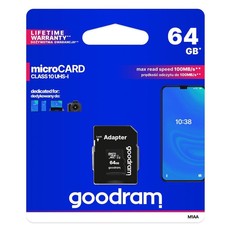 Karta pamięci microSD 64GB CL10 UHS I + adapter
