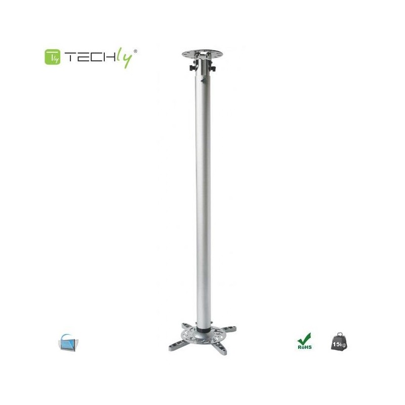 Ramię do projektora 110 -190cm sufitowe, 15kg, srebrne