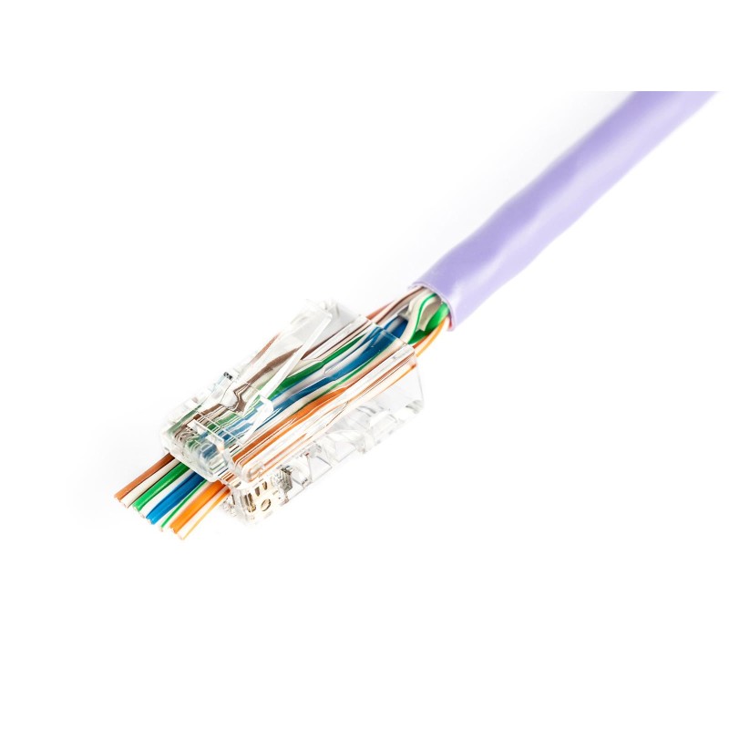 Wtyk RJ45 (8P8C) przelotowy, kat.5e, nieekranowany, AWG 26-24, opakowanie 100 sztuk