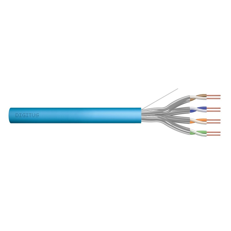 Kabel teleinformatyczny instalacyjny kat.6A, U/FTP, Dca, drut, AWG 23/1, LSOH, 50m, niebieski