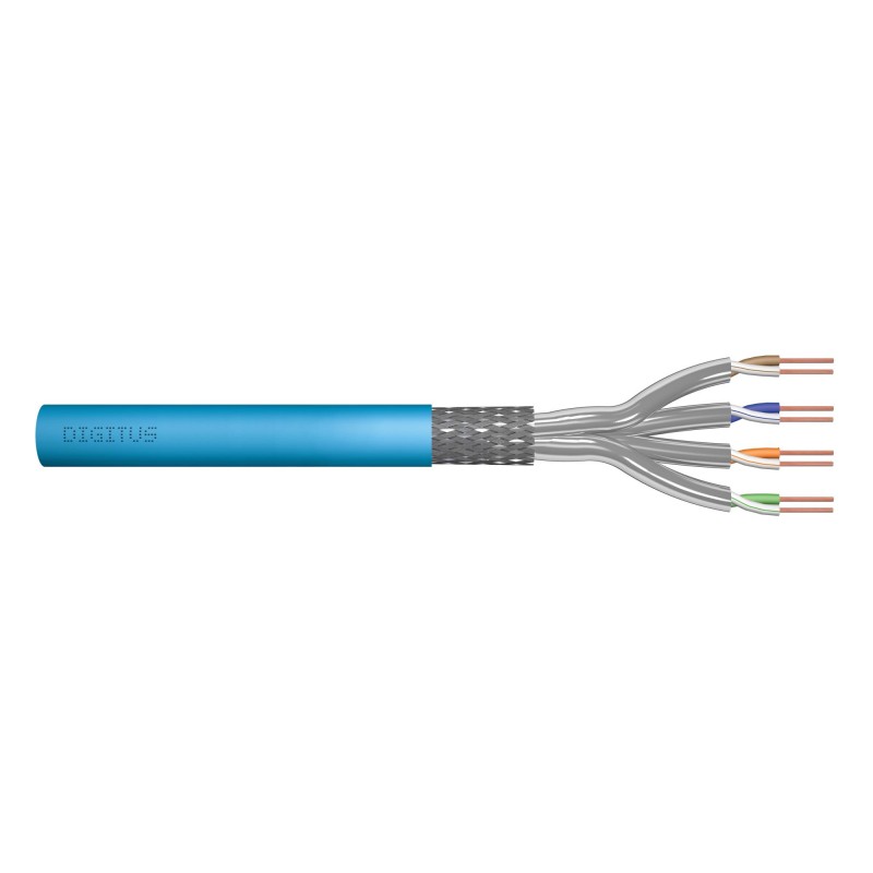 Kabel teleinformatyczny instalacyjny kat.6A, S/FTP, Eca, drut, AWG 23/1, LSOH, 100m ofoliowany, niebieski