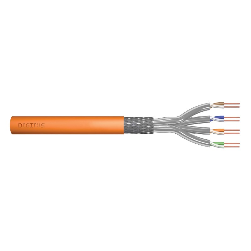 Kabel teleinformatyczny instalacyjny kat.7, S/FTP, Dca, drut, AWG 23/1, LSOH, 500m, szpula, pomarańczowy