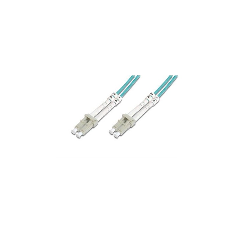 Patch cord światłowodowy FO LC/LC, dplx, MM 50/125, OM3, LSOH, 1m, turkusowy