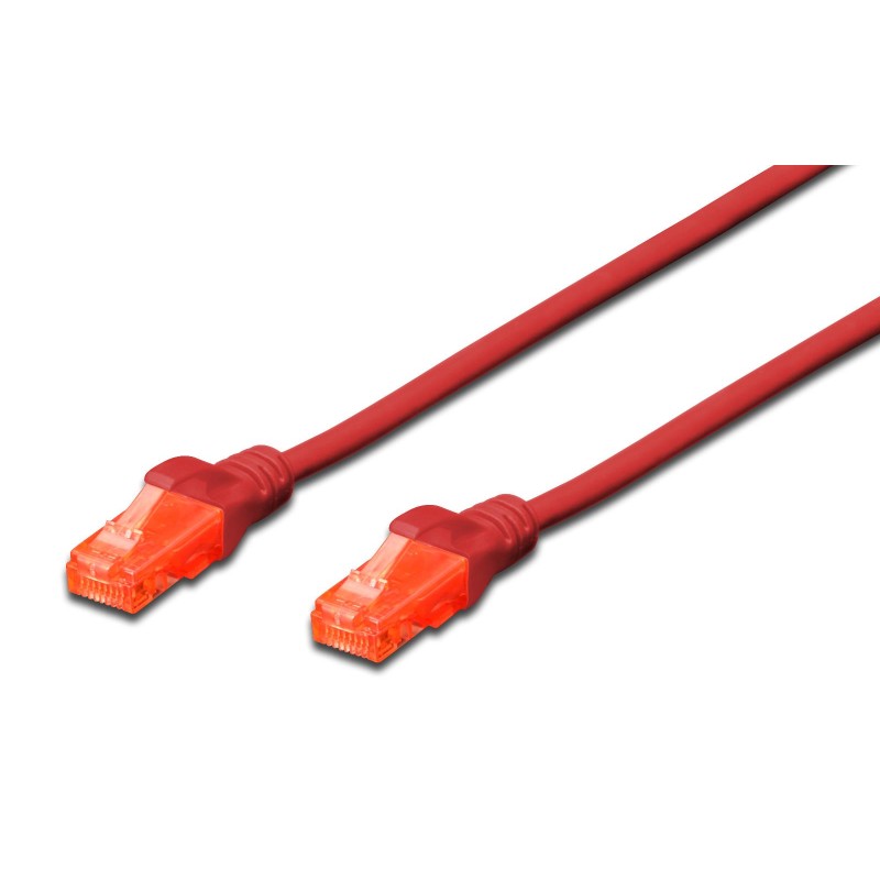Patch cord U/UTP kat.6 PVC 1m czerwony