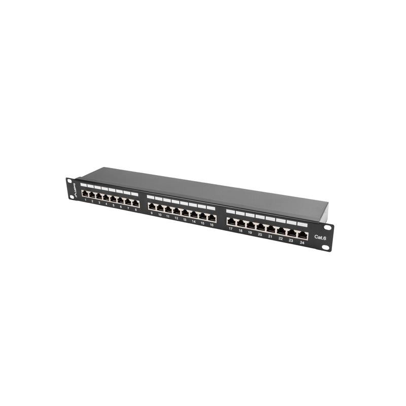 Patch Panel 24 Port 1U Kat.6 czarny ekranowany