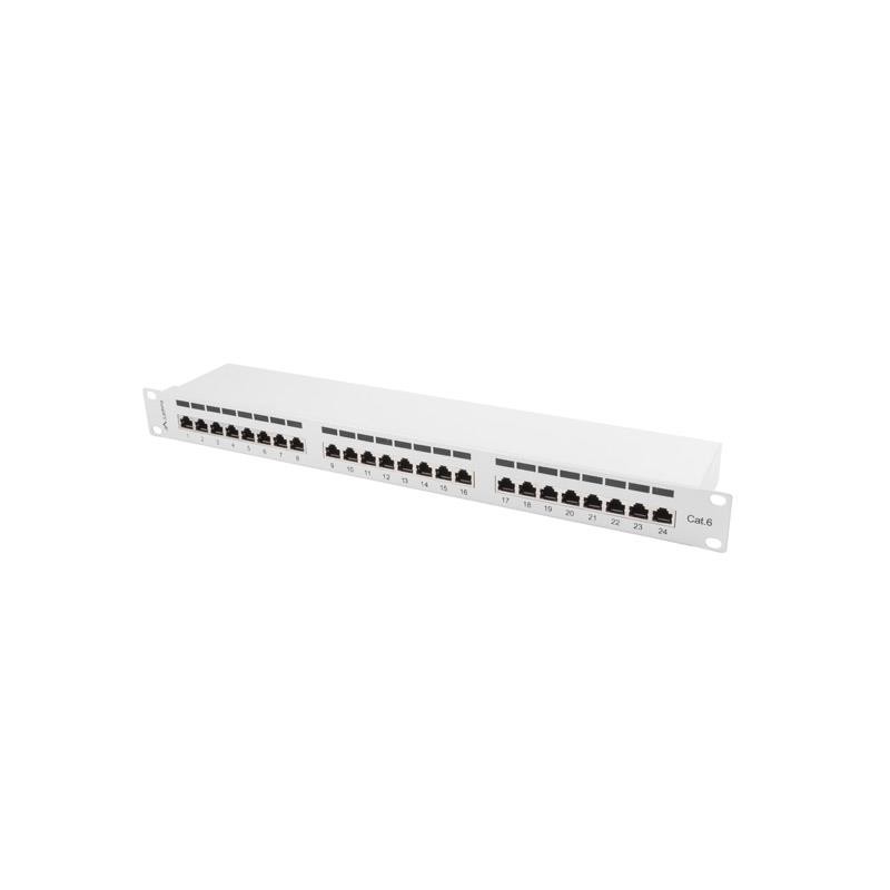 Patch Panel 24 Port 1U Kat.6 szary ekranowany