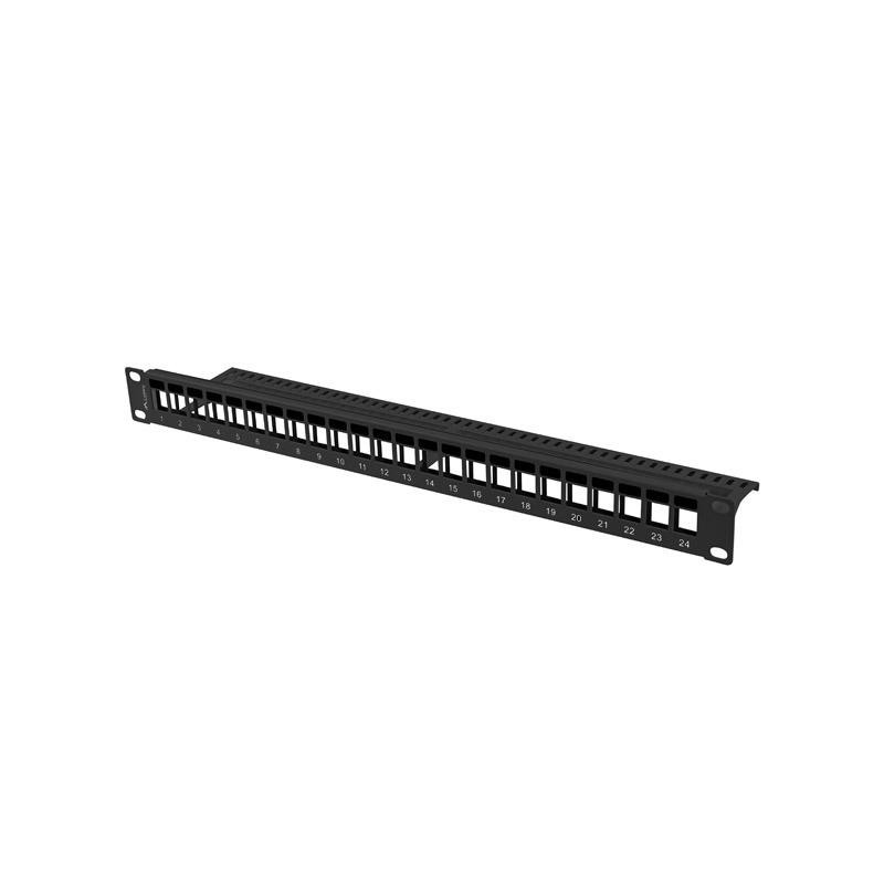 Patch panel pusty 24 porty 1U 19 cali czarny do modułów keystone