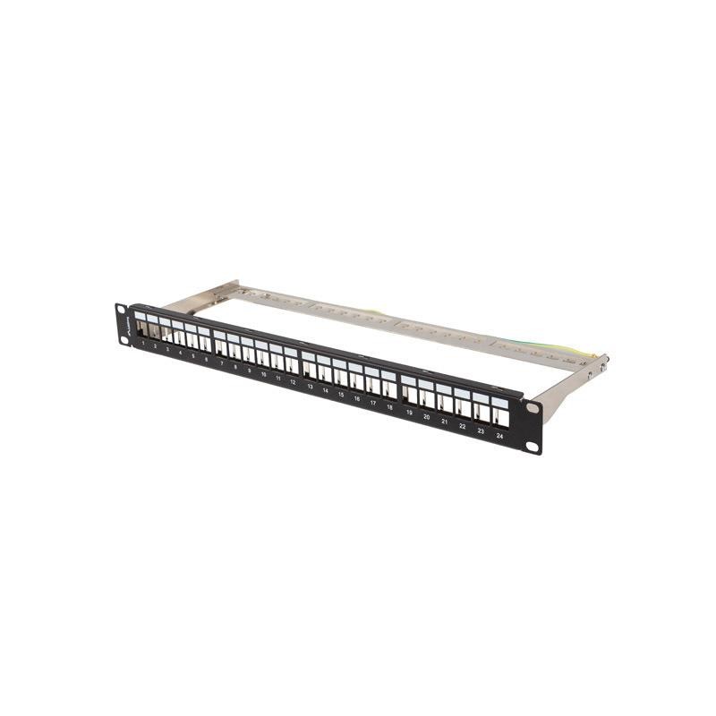 Patch panel pusty 24 porty 1U 19 cali ftp do modułów keystone czarny