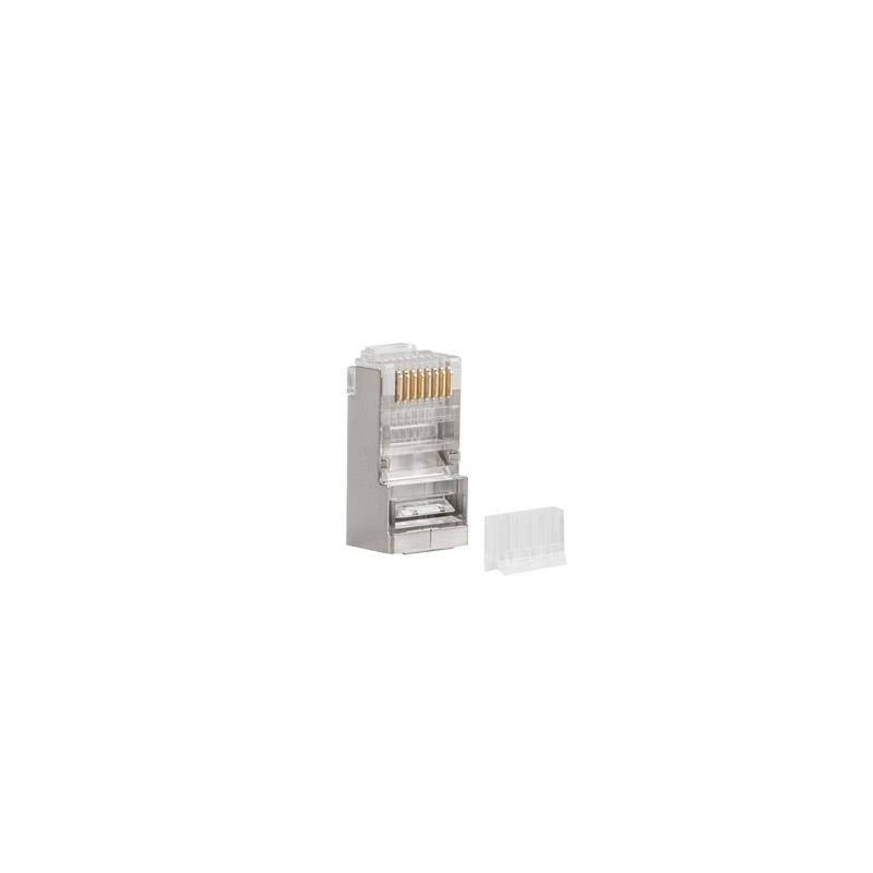 Wtyk sieciowy RJ45 8P8C kat.6 FTP (100szt) z prowadnicą do linki i do drutu