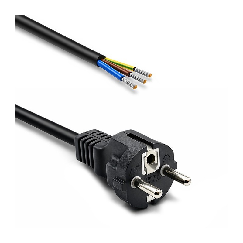 Kabel zasilający SCHUKO CEE 7/7 (E/F) | miedź Cu | odizolowany lutowany | 3x1.0mm2 | 1.8m