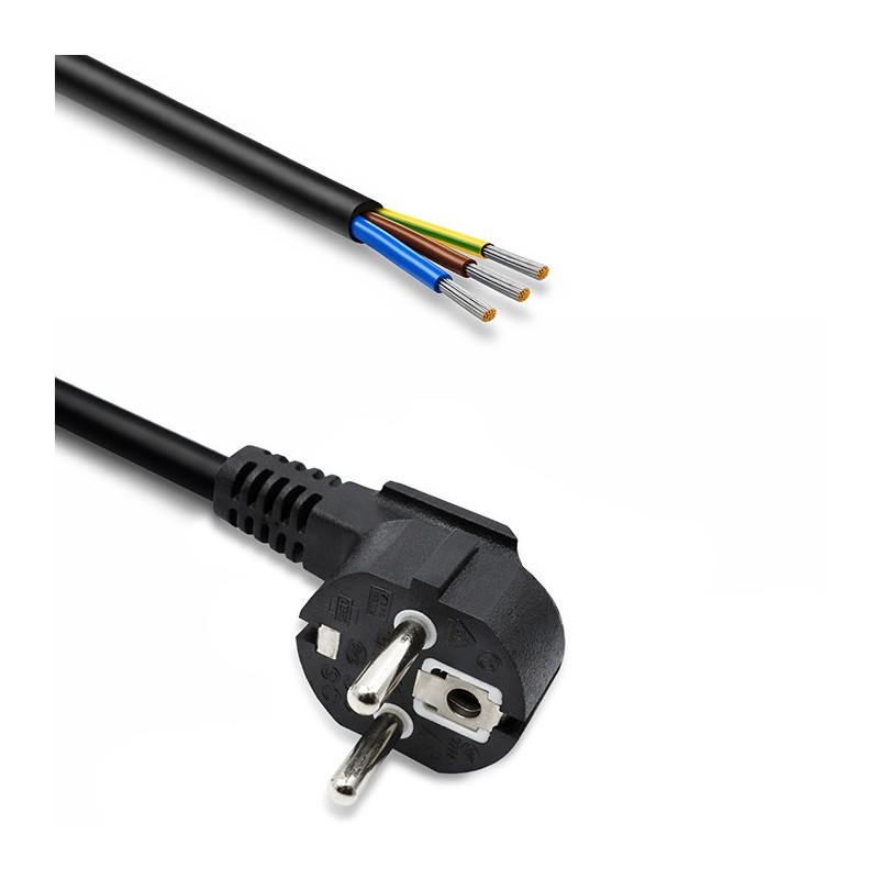 Kabel zasilający | wtyczka kątowa SCHUKO CEE 7/7 (E/F) | miedź Cu| odizolowany lutowany | 3x1.0mm2 | 1.8m