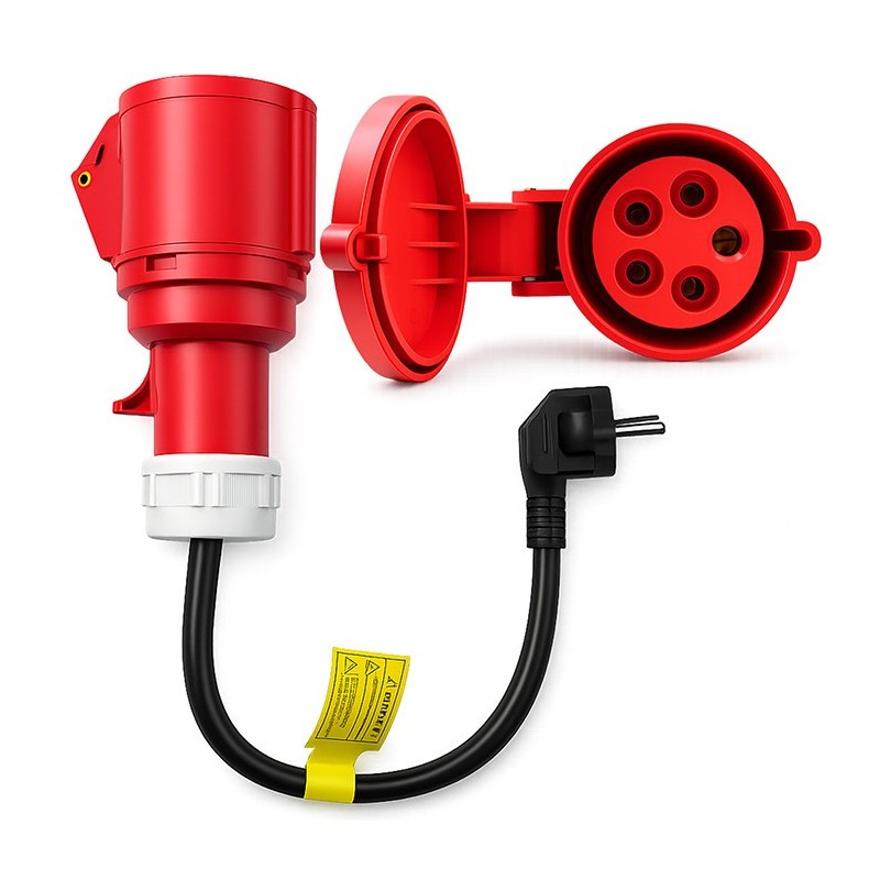 Adapter siłowy do ładowarek EV | gniazdo CEE 32A 5P 400V na SCHUKO 230V | max 16A | 3.5kW