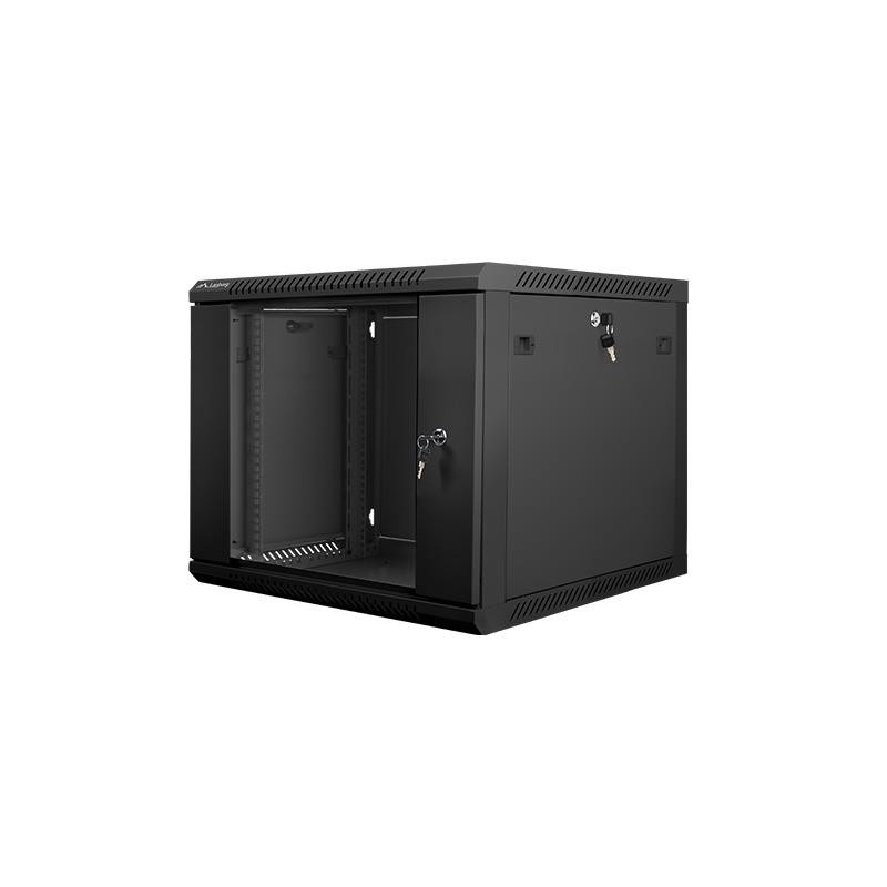 Szafa instalacyjna wisząca 19 cali 9U 600X600mm czarna (drzwi szklane)