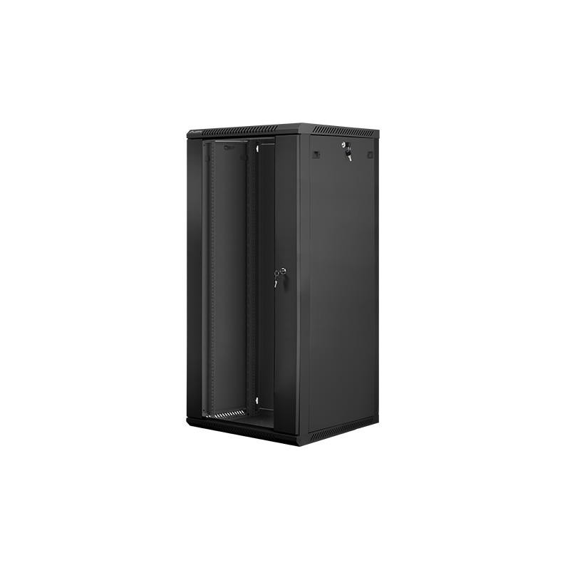 Szafa instalacyjna wisząca 19 cali 27U 600X600mm czarna (drzwi szklane)