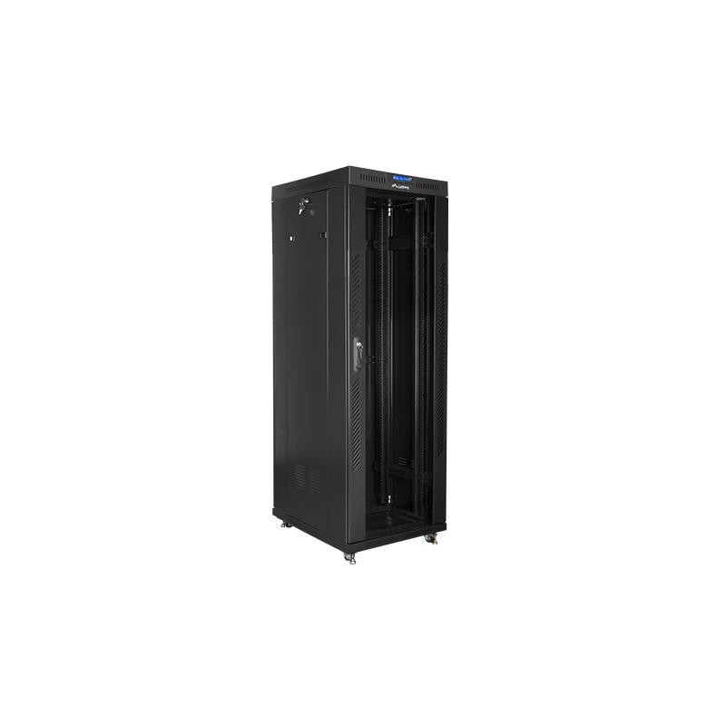 Szafa instalacyjna rack stojąca 19 37u 600x800 czarna, drzwi szklane lcd (Flat pack)