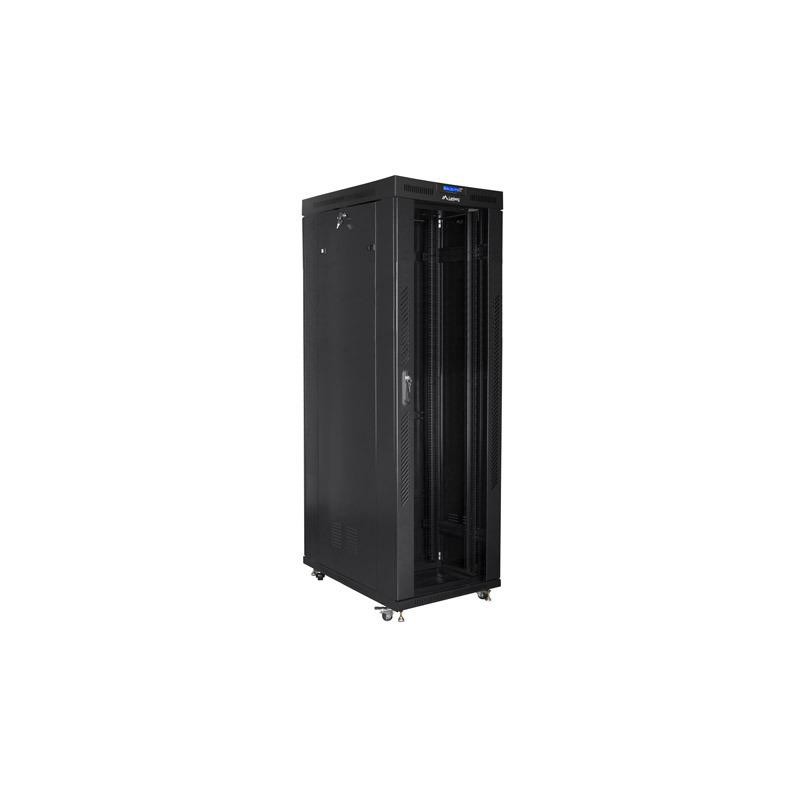 Szafa instalacyjna rack stojąca 19 42U 800x1000 czarna, drzwi szklane LCD (Flat pack)
