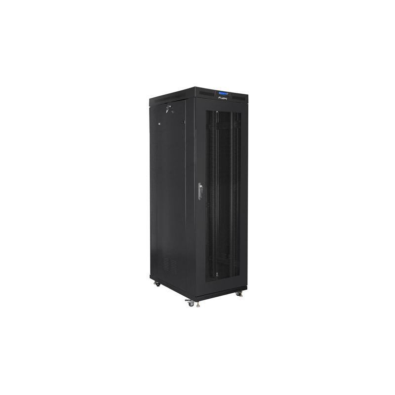 Szafa instalacyjna rack stojąca 19 42U 800x1000 czarna, drzwi perforowane LCD (Flat pack)