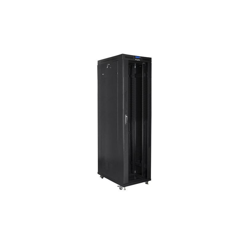 Szafa instalacyjna rack stojąca 19 47U 800x1000 czarna, drzwi szklane LCD (Flat pack)