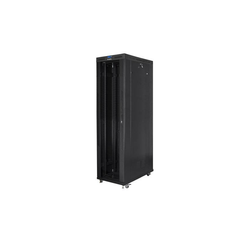 Szafa stojąca Rack 19 cali 47U 800x1200mm, drzwi szklane LCD (FLAT PACK) czarna