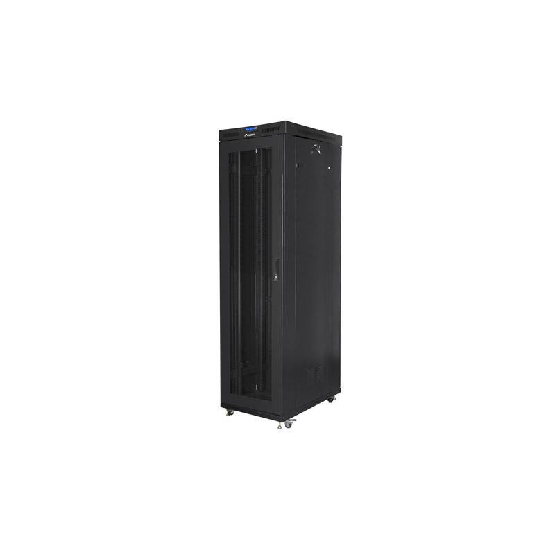 Szafa stojąca Rack 19 cali 47U 800x1000mm, drzwi perforowane LCD (FLAT PACK) czarna