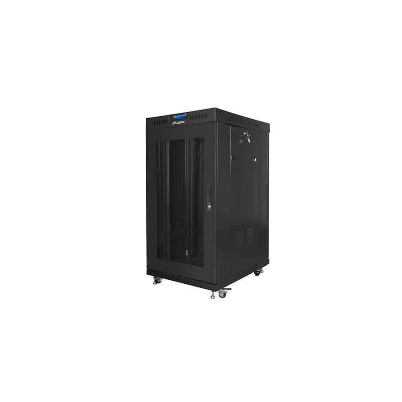 Szafa instalacyjna rack stojąca 19 cali 22U 800X800 czarna dzrwi perforowane LCD