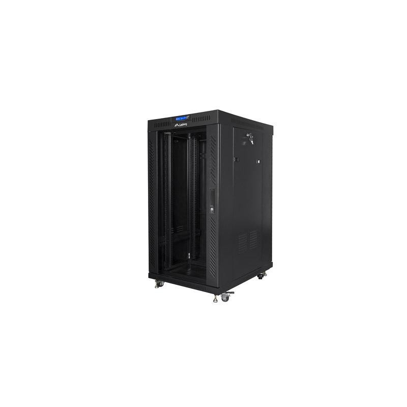 Szafa stojąca 19 cali 22U 600x800 drzwi szklane LCD (flat pack) v2 czarna