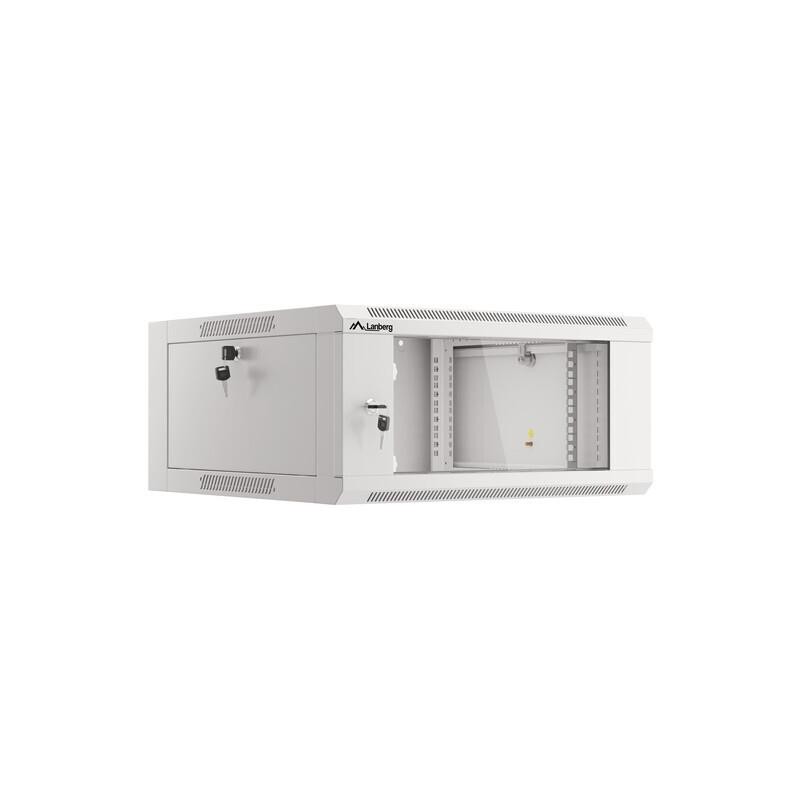 Szafa instalacyjna rack wisząca 19 cali 4U 600 szara drzwi szkalne (złożona)