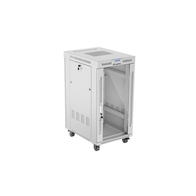 Szafa stojąca rack 19 cali 22U 600x800 szara drzwi szklane LCD flack pack